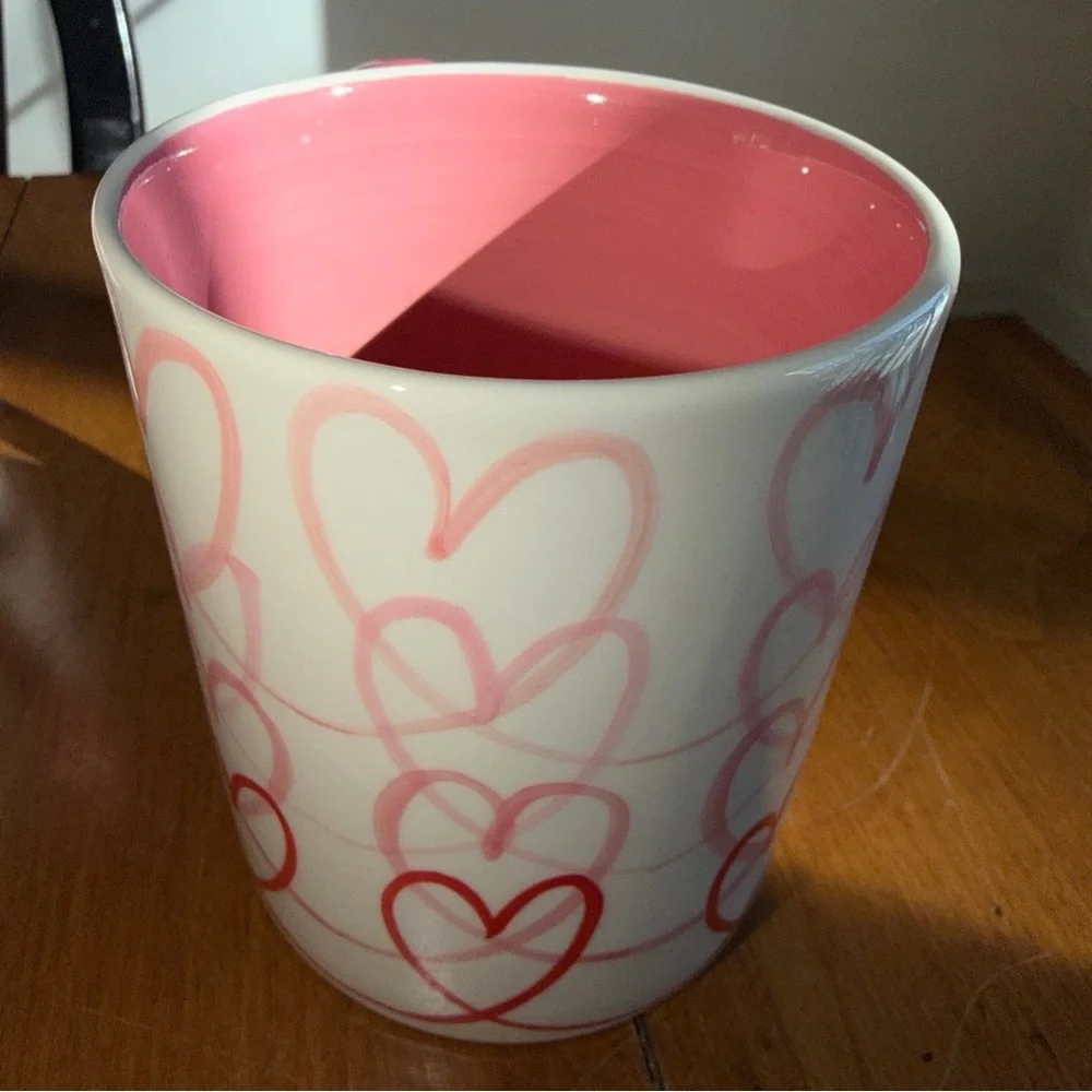 Set of Crate&Barrel Red and White Heart Mugs